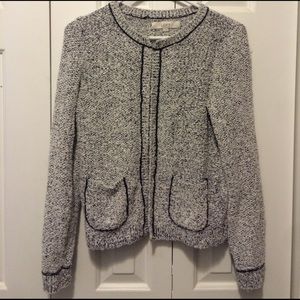 Loft Linen Blend Pointelle Open Cardigan - M