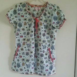 Cute Sailor Theme Koi Scrub Top