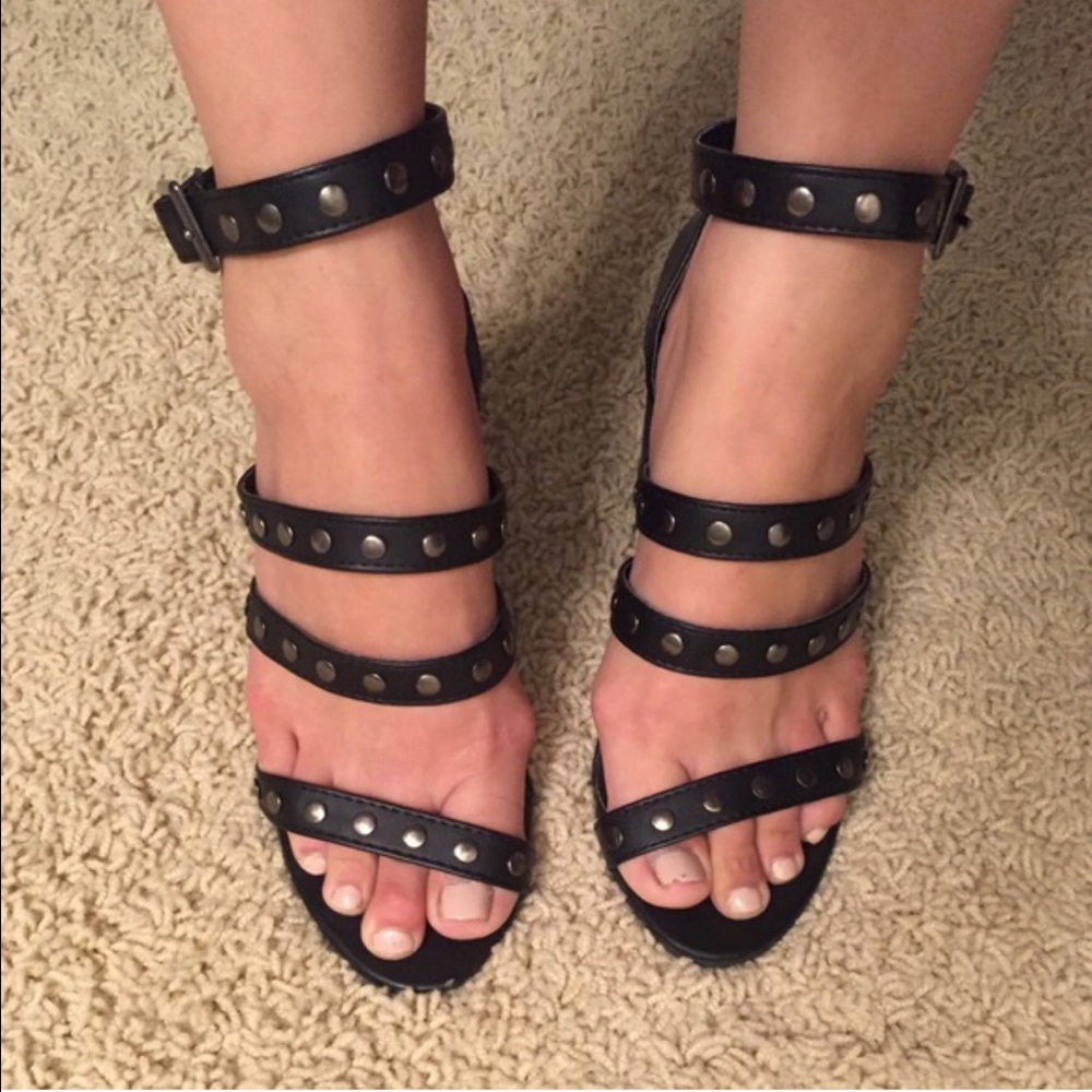 Strappy studded heels