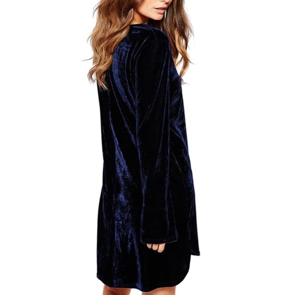 NWOT Deep Blue Velvet Dress - Picture 2 of 4