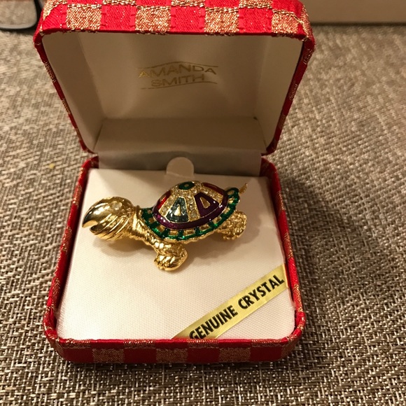 Final price!! Turtle Brooch Genuine Crystal - Picture 3 of 4