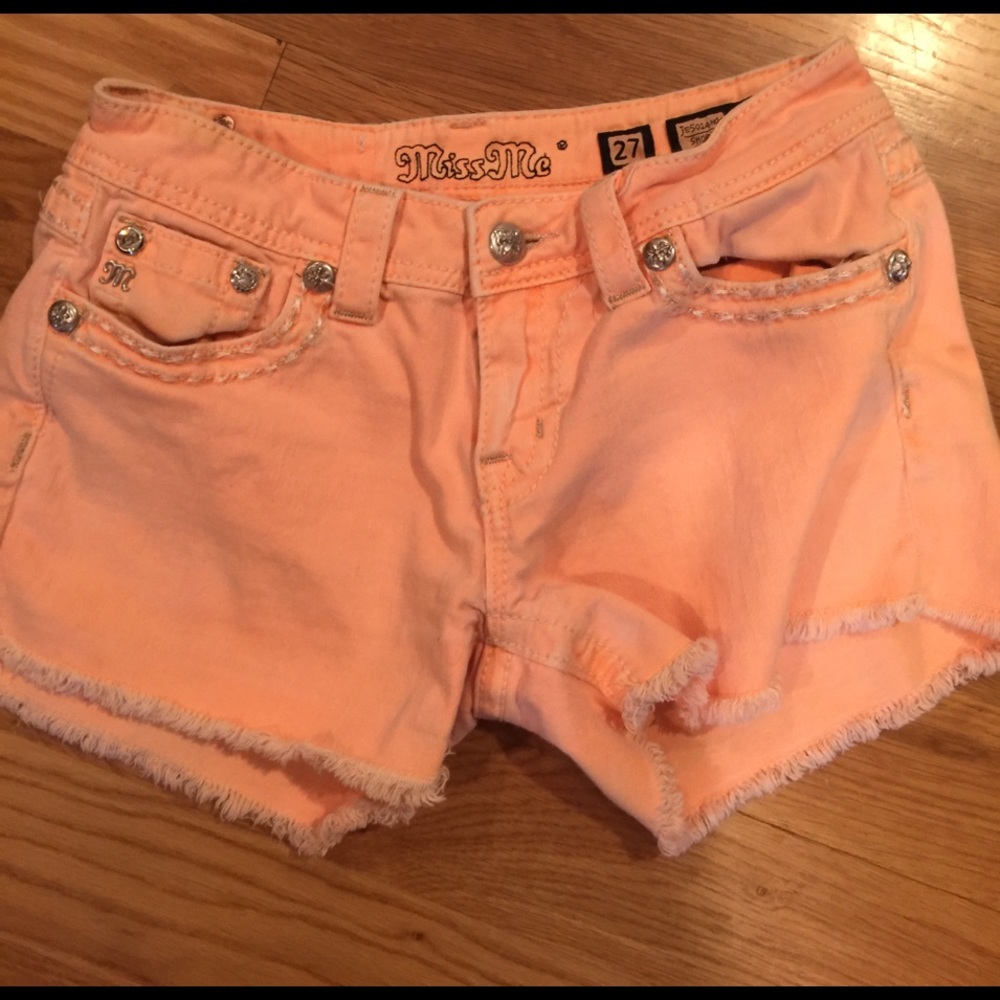 Miss Me light peach colored denim shorts