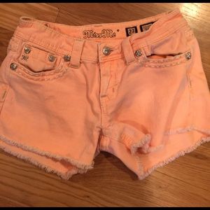 Miss Me light peach colored denim shorts