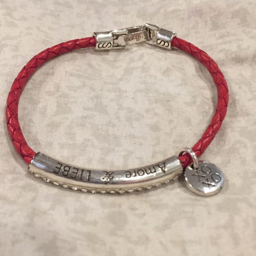 Brighton red leather 'love' bracelet