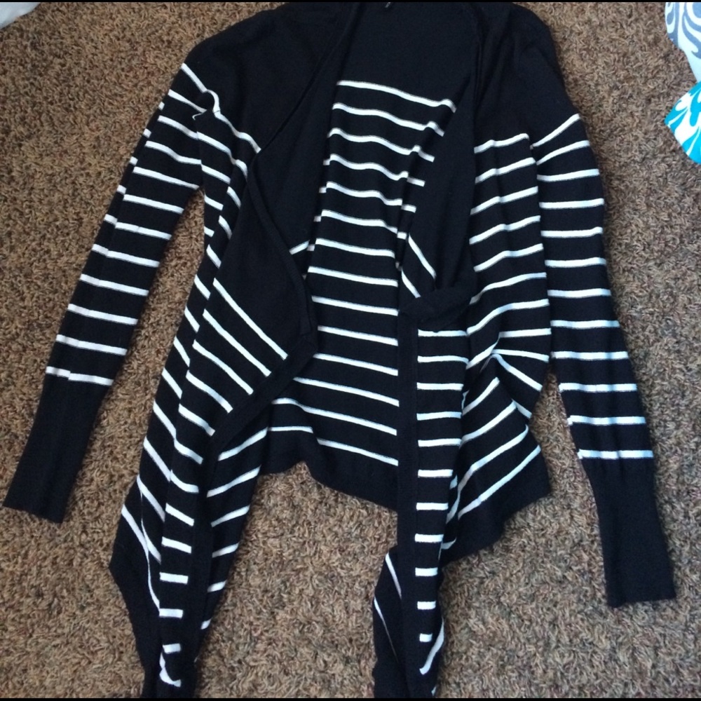 Black striped cardigan