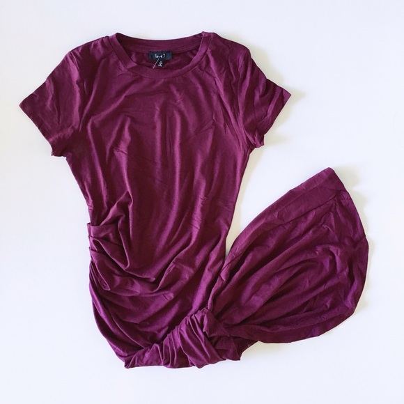 burgundy midi t shirt dress - Picture 2 of 4