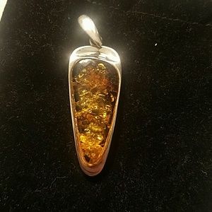 Genuine green amber w/ sterling silver