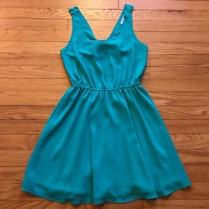 Francesca's Naked Zebra Teal Dress
