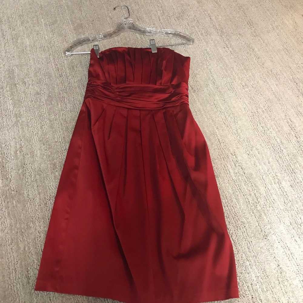 White House Black Market red strapless dress