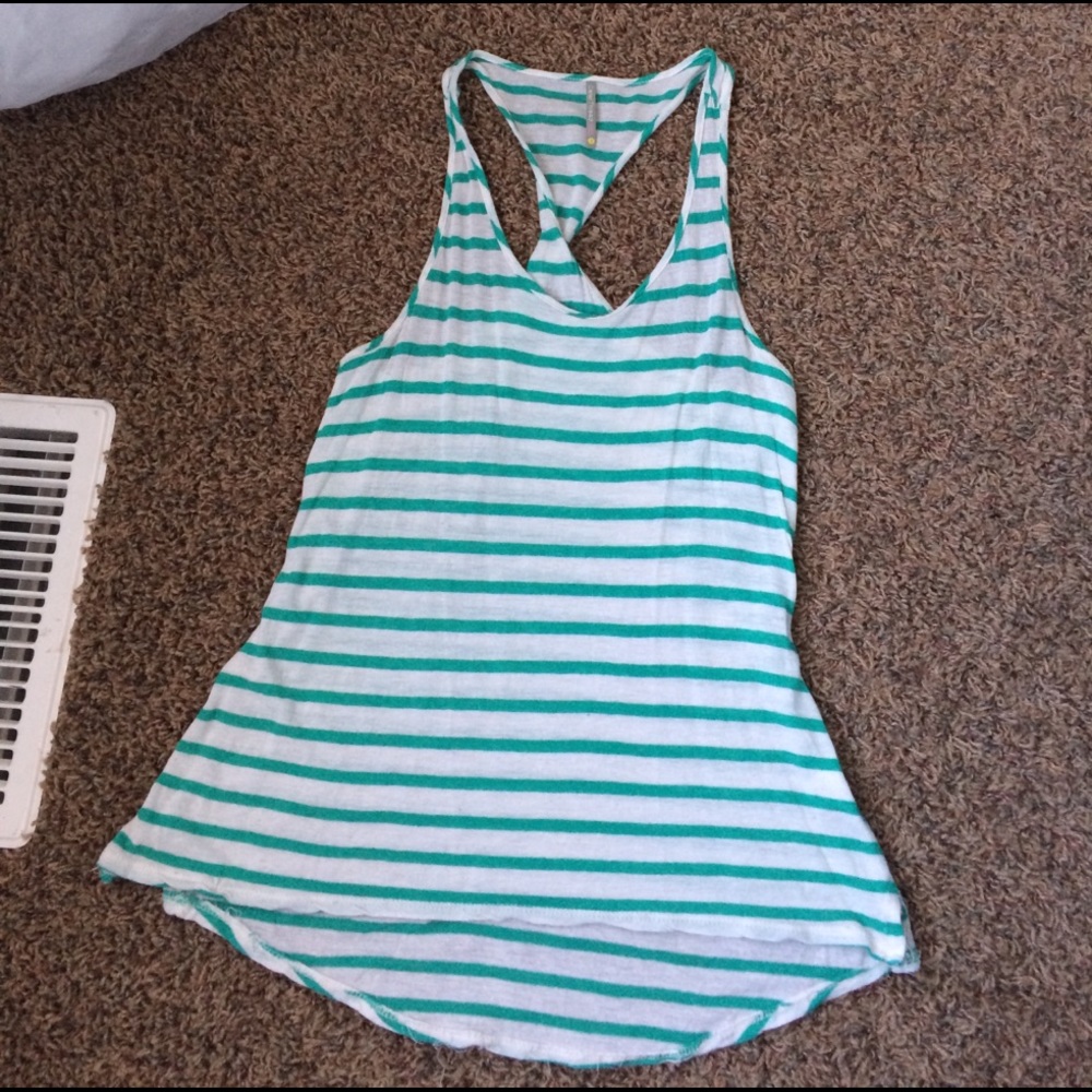 Teal and cream striped Tank top