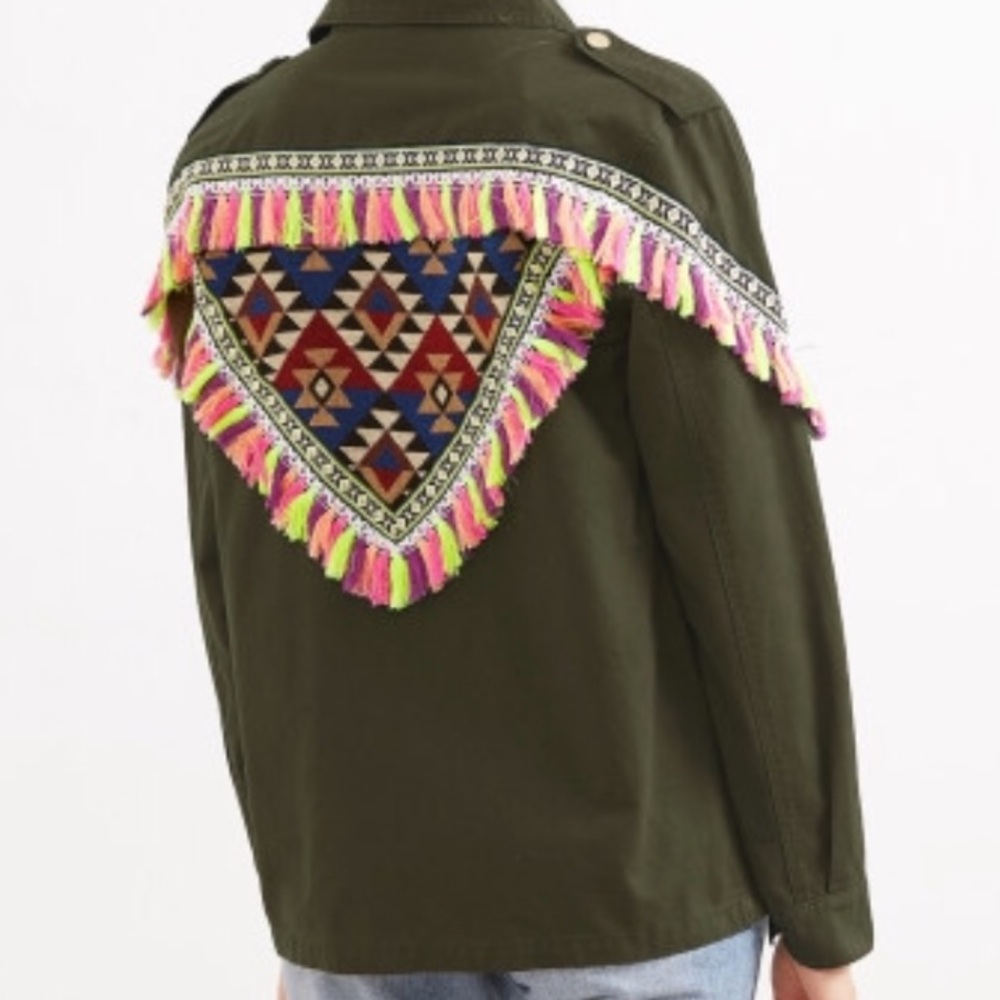 Tassel Trim Cargo Jacket