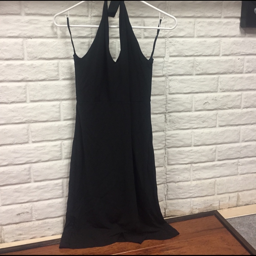 Black knit halter dress