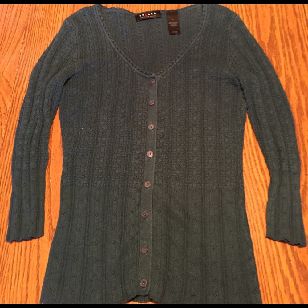 Axcess Turquoise button Cardigan Sweater  Medium