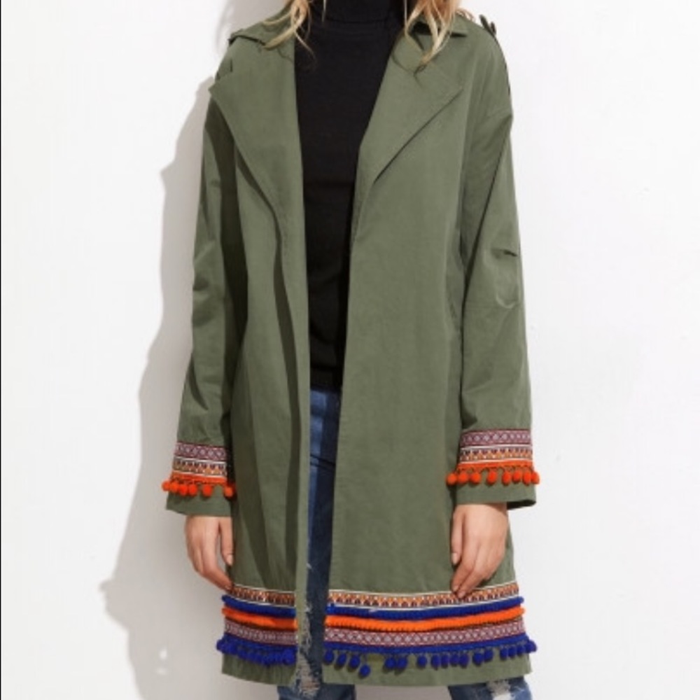 Pom Pom Cargo Trench Coat