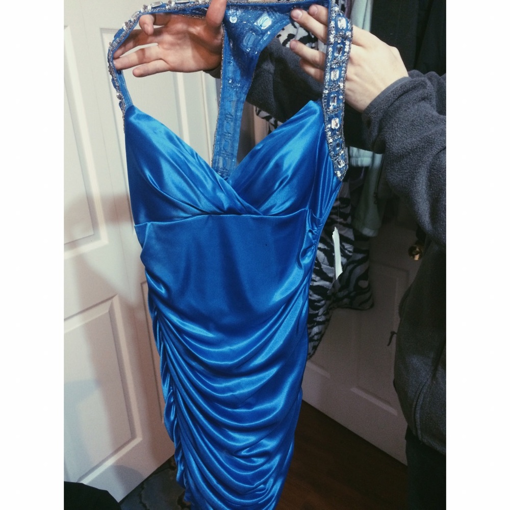 Short, Tight Blue Homecoming Dress