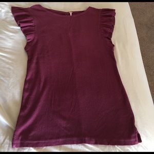 Free people ruffled cap-sleeve, ribbed tee