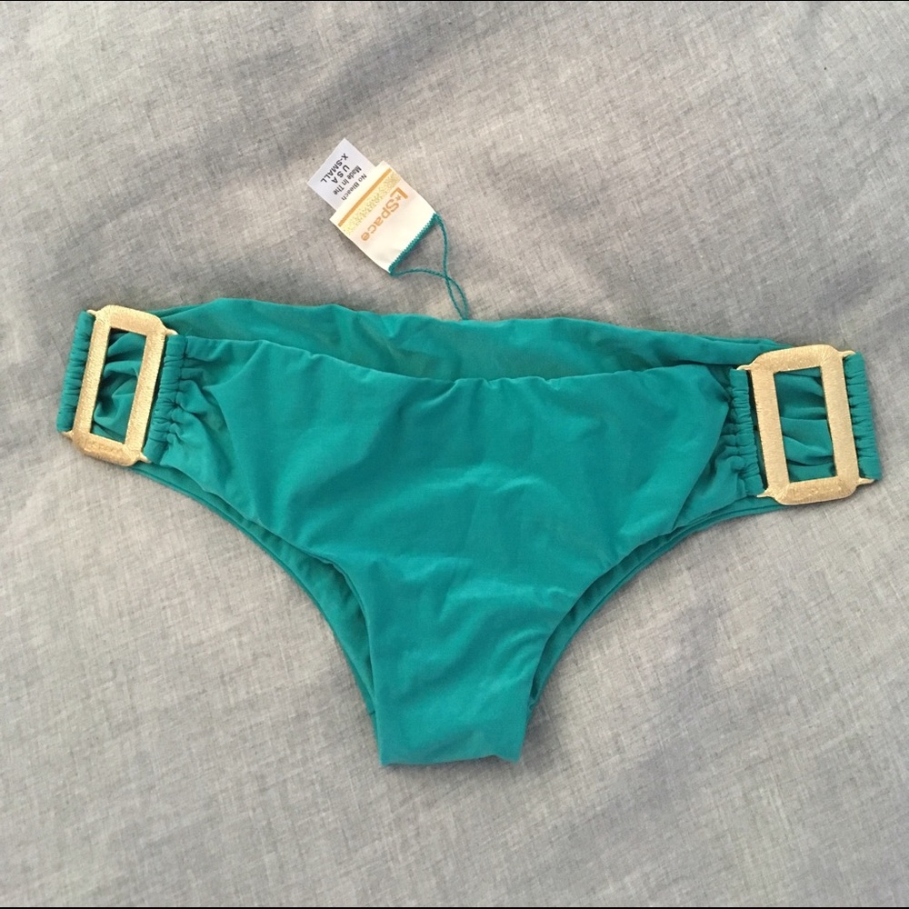 L Space Turqoiuse and Gold Bikini Bottom