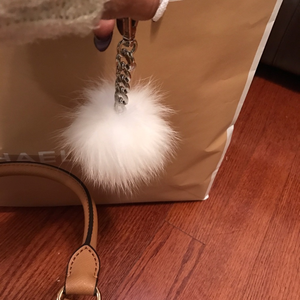SOLD Michael Kors Fox Fur white Pom ball