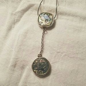 Roman glass pendent with denim colored patina!