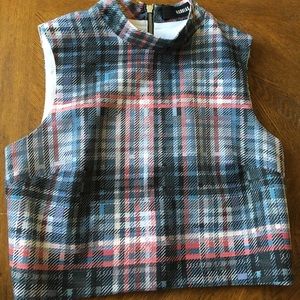 Nicholas Cropped Checkered Top