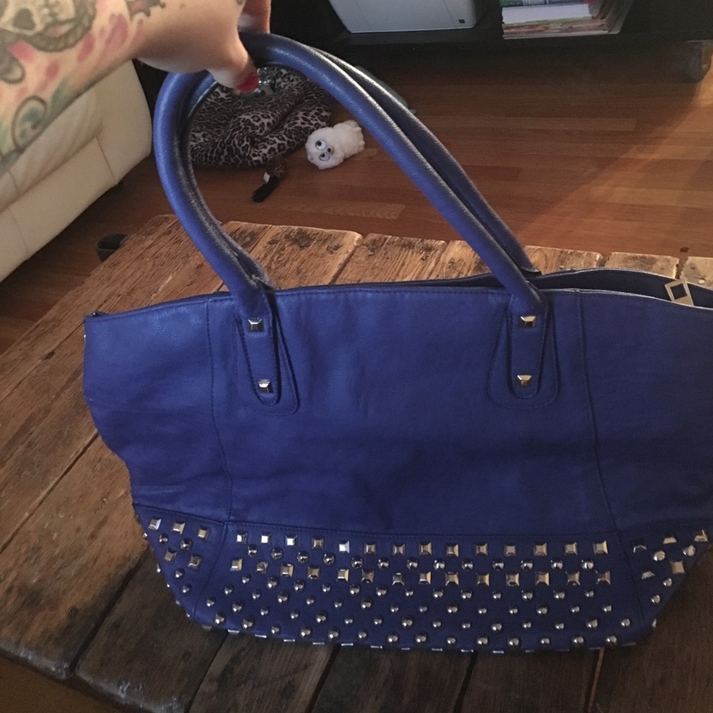 Royal Blue studded Lionel Handbag