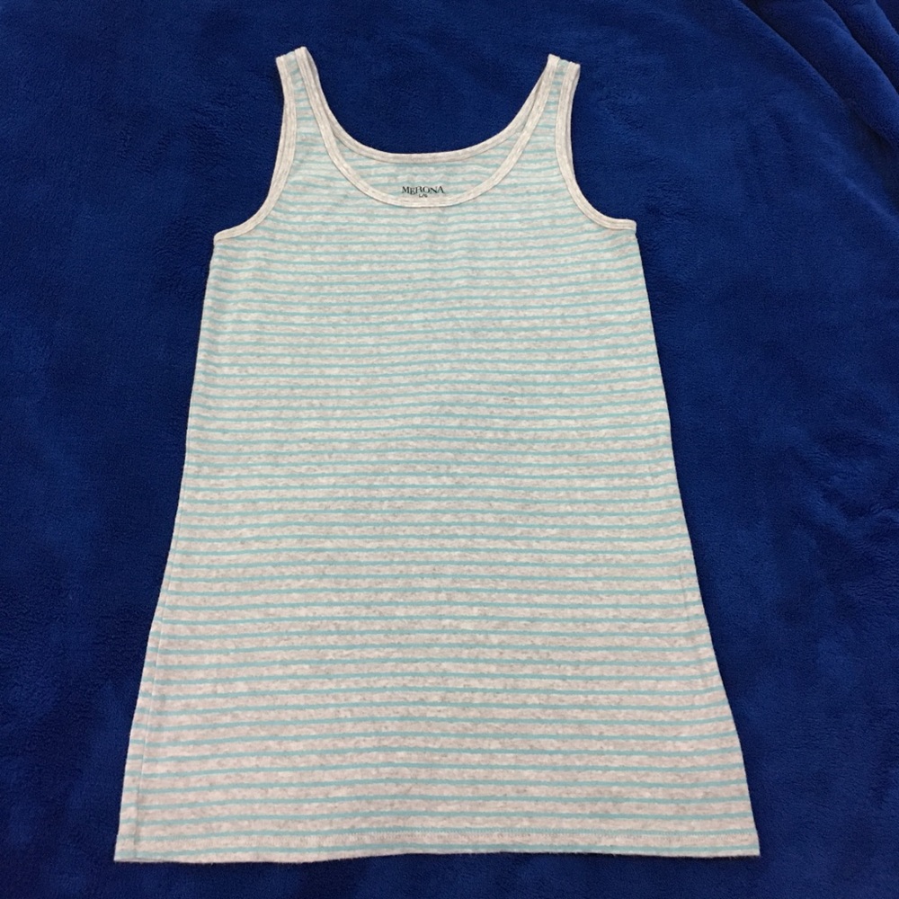 Heather Grey with Light Blue Stripes Tank Top