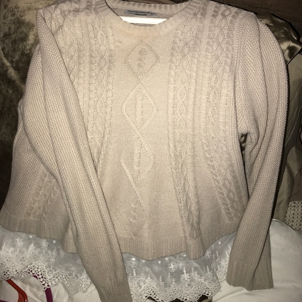 Lace embroidered sweater