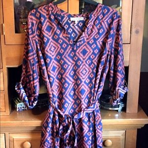Almost Famous Dress, Size 3X Blue and Orange Print