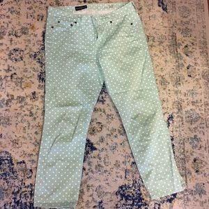 J crew mint polka dot pants size 30