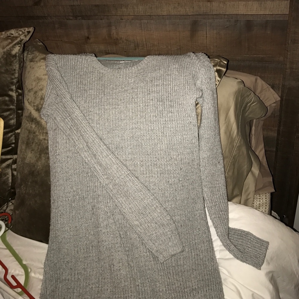 Grey knit long sweater