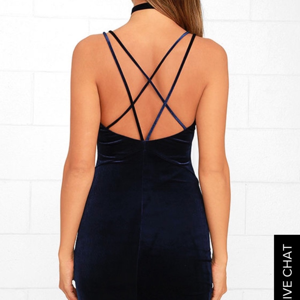 NAVY BLUE VELVET BODYCON LULUS DRESS