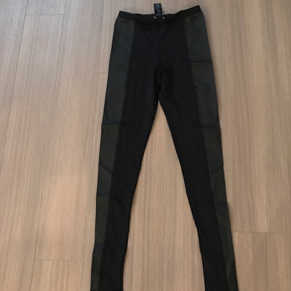 David Lerner leather panel black legging