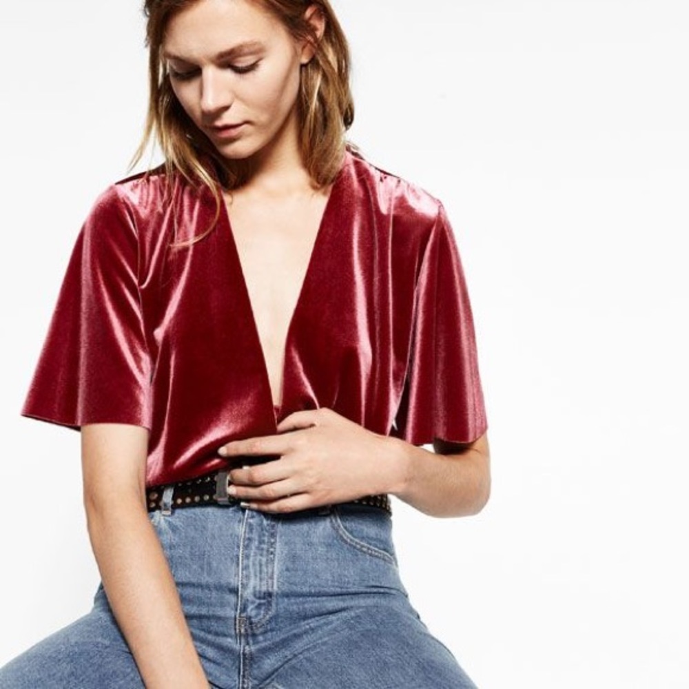 Zara limited edition velvet bodysuit