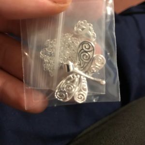 18kt White Gold Plated Butterfly Pendant Necklace