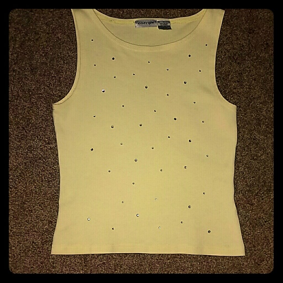 Energie Tops - *Light Yellow Rhinestone Studded Tank!* Energie Tops - *Light Yellow Rhinestone Studded Tank!*
