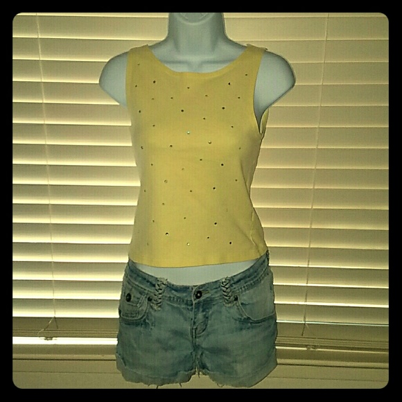 Energie Tops - *Light Yellow Rhinestone Studded Tank!* Energie Tops - *Light Yellow Rhinestone Studded Tank!*