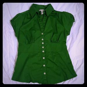 Banana Republic green button up top