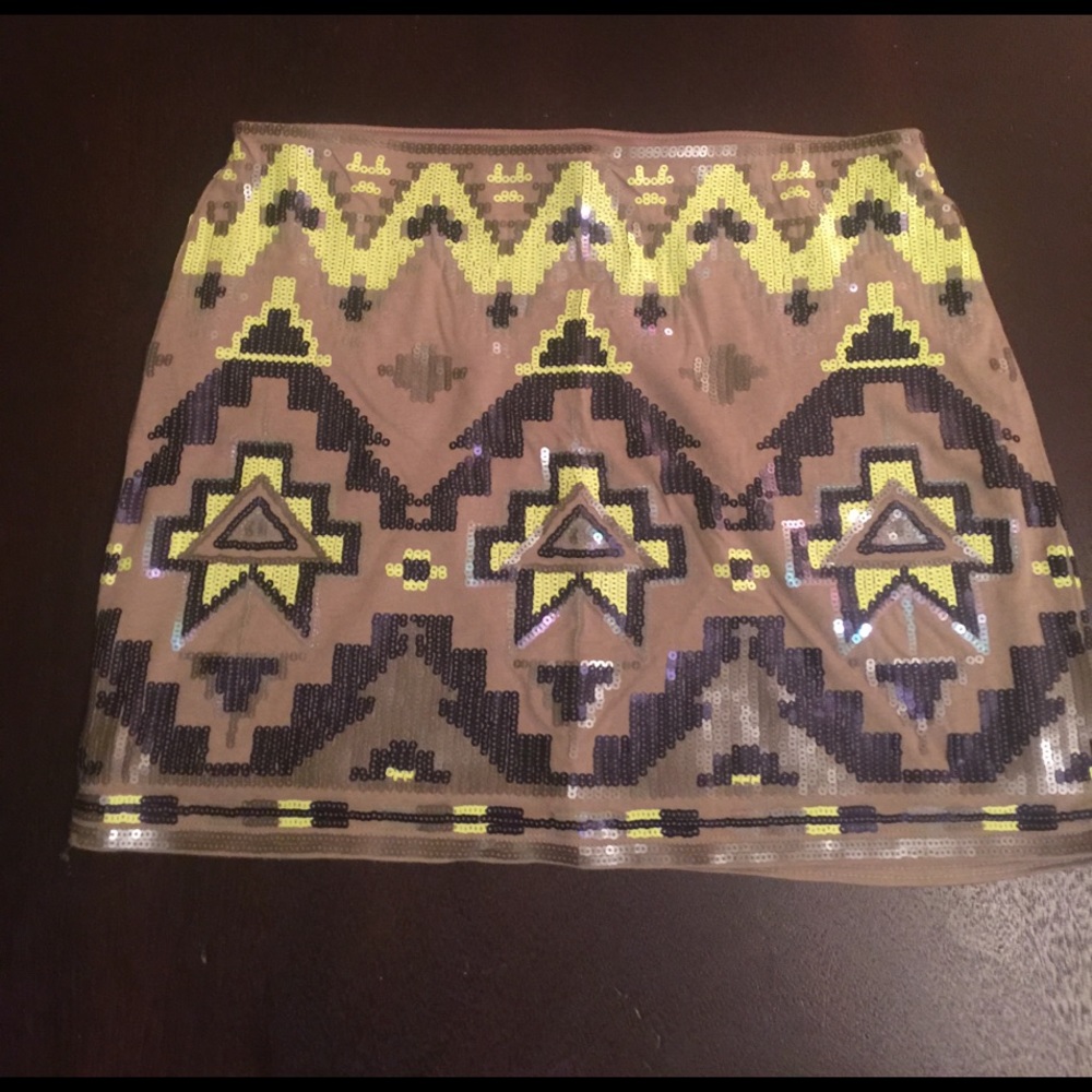 Express Aztec Sequin Mini Skirt XS