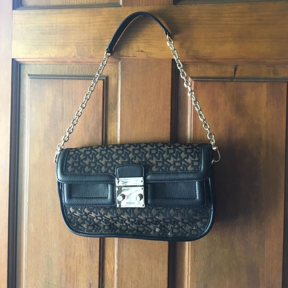 **SALE** DKNY monogrammed black and brown handbag