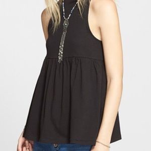 Free People Mock Neck Tunic Black Top