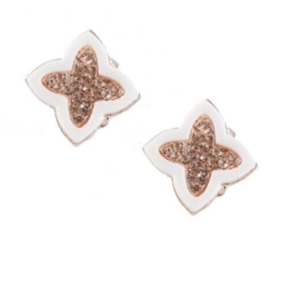 White and Gold Stud Earrings