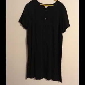 Talbots Black Short Sleeve Button Dress 16