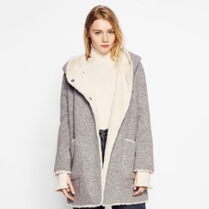 Zara Fleeced Line Coat Grey Marl