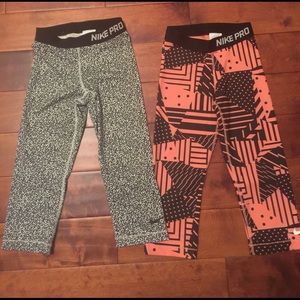 Nike Pro capris - XS - 2 pair! Dry fit - so cute!!