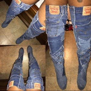 Custom made Thigh High Jean boots