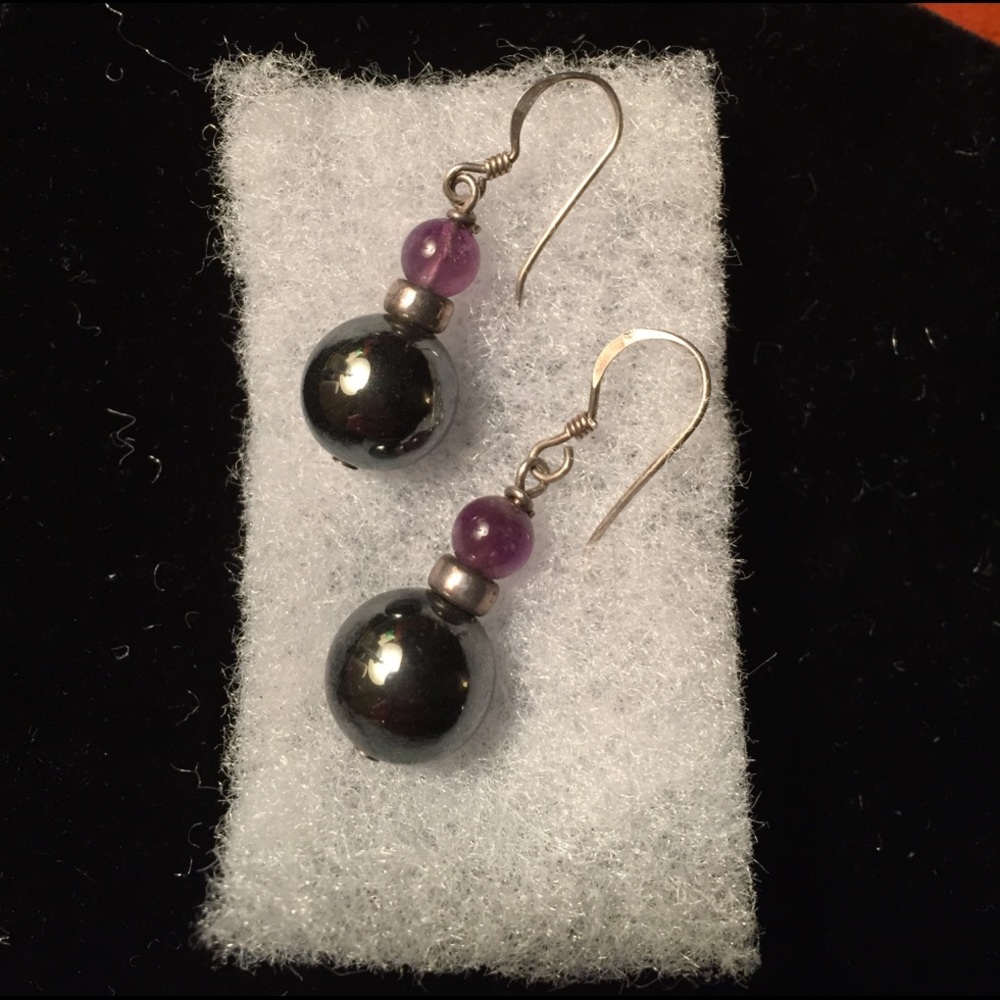 Hematite Silver Earrings