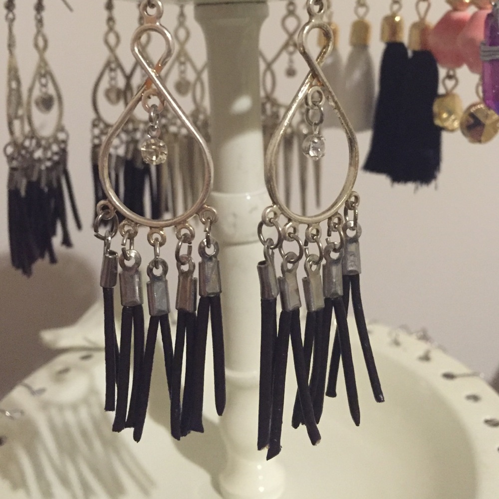 SOLD Silver and Genuine Leather Earrings