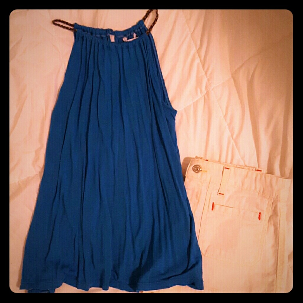 NWOT- Blue top with thin strapes.