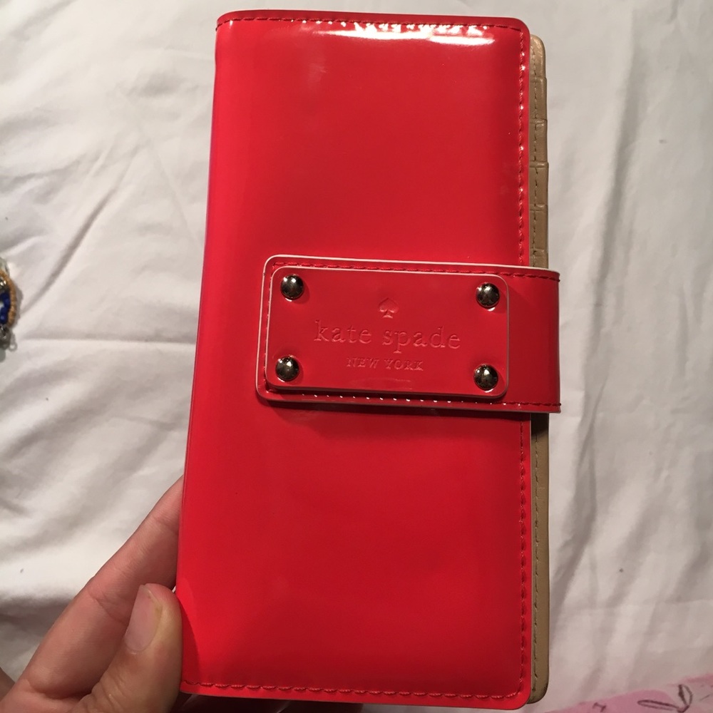 Kate spade orange shiny wallet