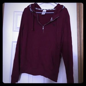 PINK hooded sweatshirt. Color is Maroon. Size L